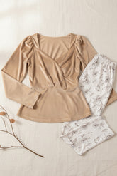 بيجاما شتوي قطيفه بيج