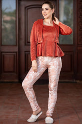 بيجاما قطيفه برتقالي