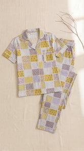 بيجاما نص كم مربعات