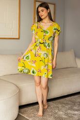 فستان مشجر اصفر