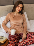 Dark beige velvet pajamas